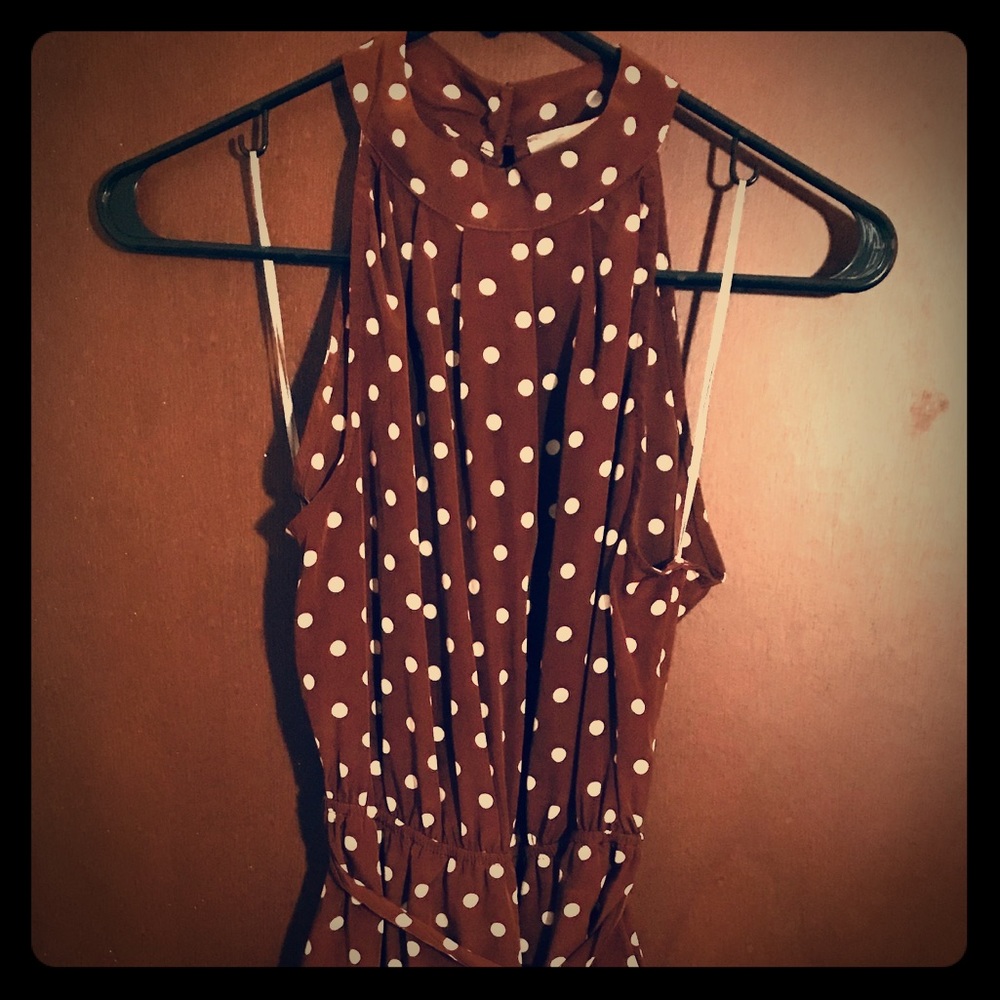 Brown and white polka dot dress